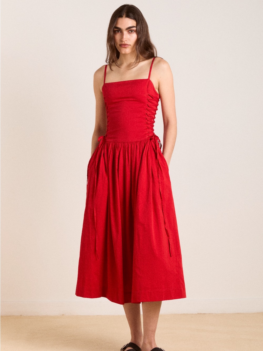 Angelina Midi Dress in Red